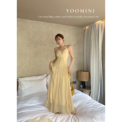 YOOMINI-舞·木耳边轻纱飘逸吊带2025初秋上新连衣裙YS1-M16251-S