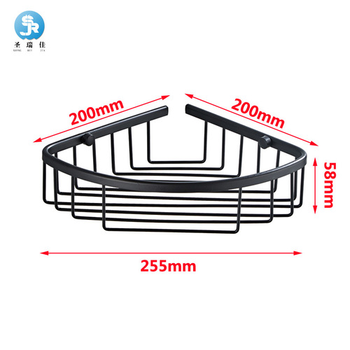 Stainless steel triangular fan-shaped storage rack bathroom hardware pendant double-layer mesh basket corner rack metal bathroom rack