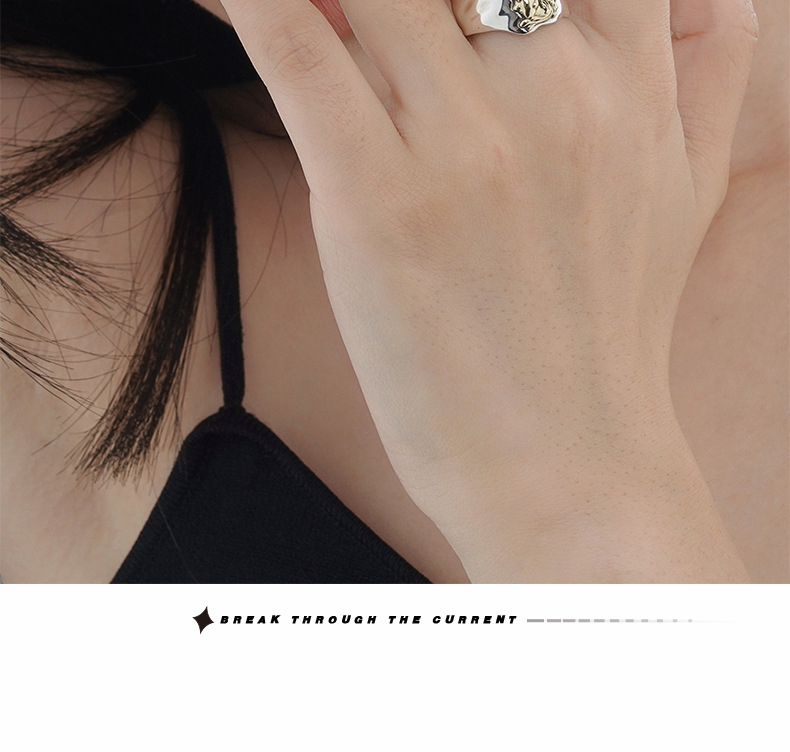 Fashion Portrait Sterling Silver Polishing Open Ring 1 Piece