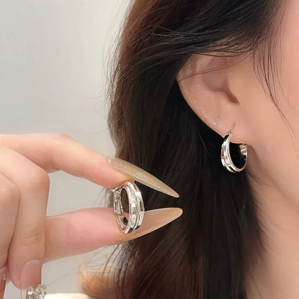 High-End, Light Luxury Hoop Earrings with a Sophisticated Vibe. Exquisite French Classic Double-Layer Twist Earrings. Versatile and Elegant Ear Accessories