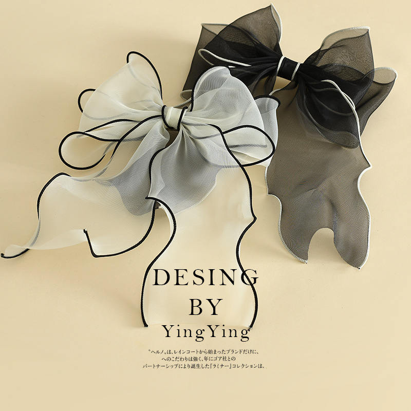 義烏工廠夏新款公主網紗飄帶頭飾髮飾蝴蝶結髮夾發卡女式飾品批發