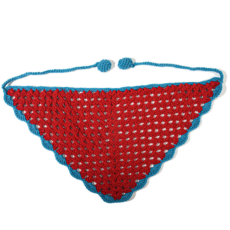 Francia cereza toallas triangulares mujeres primavera y otoño viajes padres-hijos gancho de punto flores hueco pañuelo de arte correa de pelo gorro