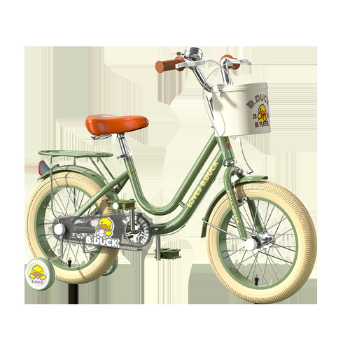 B.Duck Yellow Duck Children's Bicycle Single 3-6-9 Years Old Boy's Tricycle for Big Kids Girls Pedal Bike