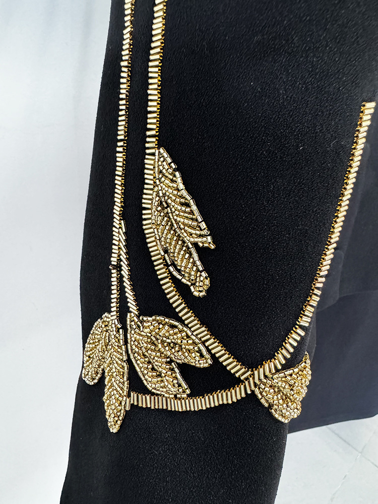 Floral Heavy Industry Beads Three Quarter Sleeve Jacket Coat Mid Length Skirt Set 11 Floral Heavy Industry Beads Three Quarter Sleeve Jacket Coat Mid Length Skirt Set