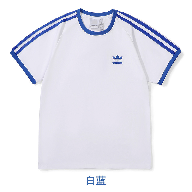Summer Clover Stripe Short-Sleeve T-Shirt for Men and Women, Loose Casual Three-Stripe Sports Couple's Round-Neck Trendy Top Summer Clover Stripe Short-Sleeve T-Shirt for Men and Women, Loose Casual Three-Stripe Sports Couple's Round-Neck Trendy Top