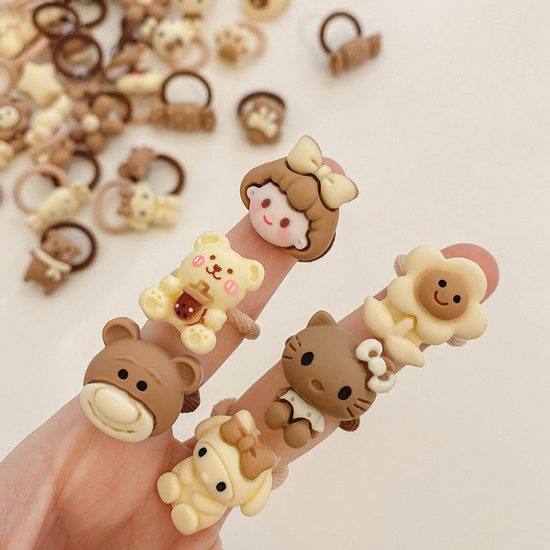 ミルクカレー色の子供の親指の髪輪赤ちゃんの髪ひもの髪飾り少女は髪ひもを刺して髪ゴムの髪飾りを傷つけない|undefined