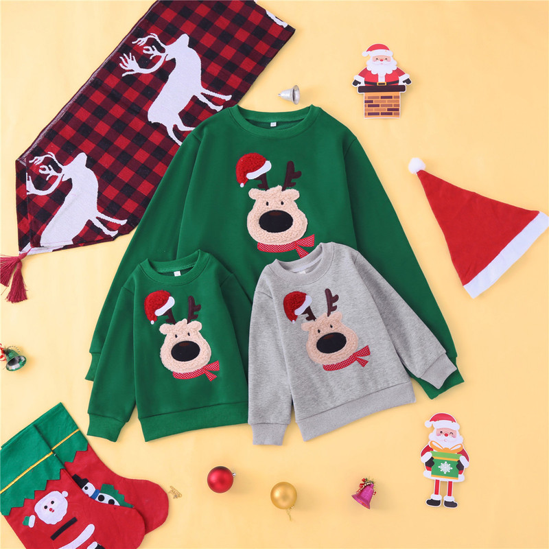 クリスマスの鹿の親子服冬服の新型の衛衣一家三四口とベルベットの家庭セットの国境を越えた供給源|undefined
