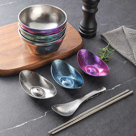 纯钛碗套装厂家批发钛碗筷子勺户外露营便携餐具野炊钛结晶勺饭碗