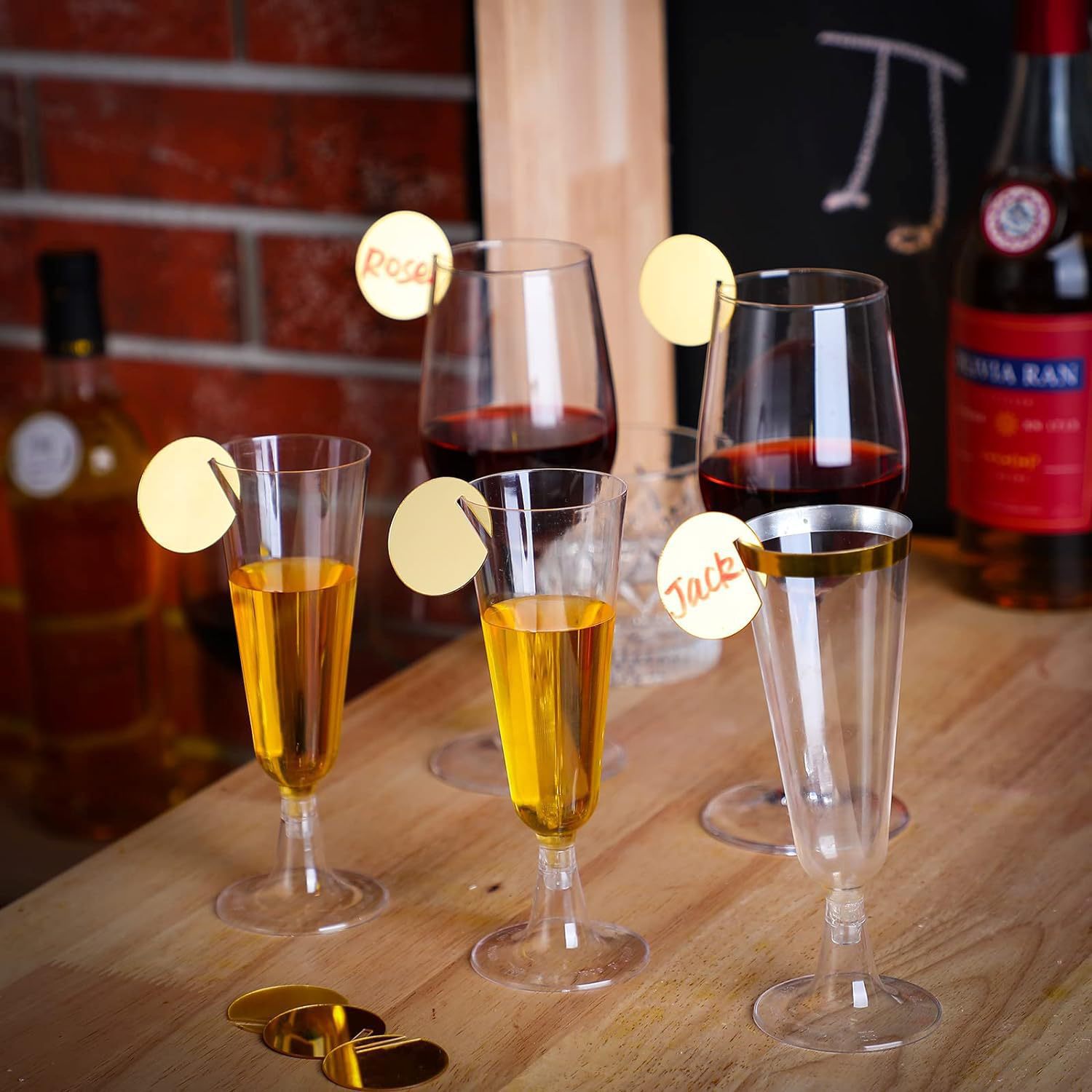 30pcs Acrylic Round Beverage Labels DIY Wedding Birthday Party Glass Edge Stickers