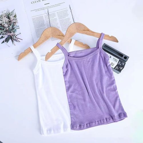 Summer girls camisole children's solid color threaded baby tops baby girl bottoming shirt Korean style children's clothing
