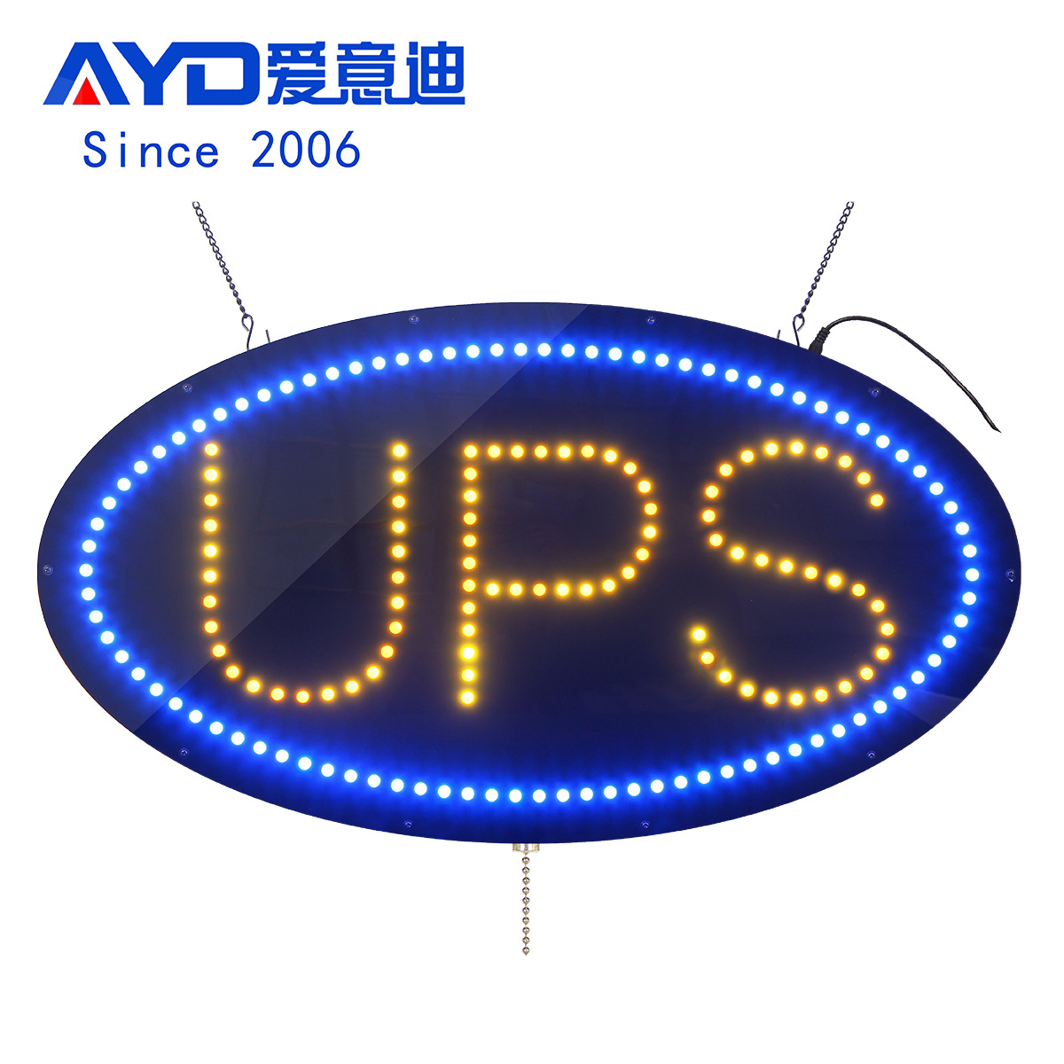 澳规插头亚克力广告牌标志牌 LED UPS Sign Board 38x68.5cm 欧美