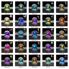 クリスタルエルフボールポケモンボール 3D ポケモン彫刻クリスタルボール発光装飾品誕生日ギフト卸売