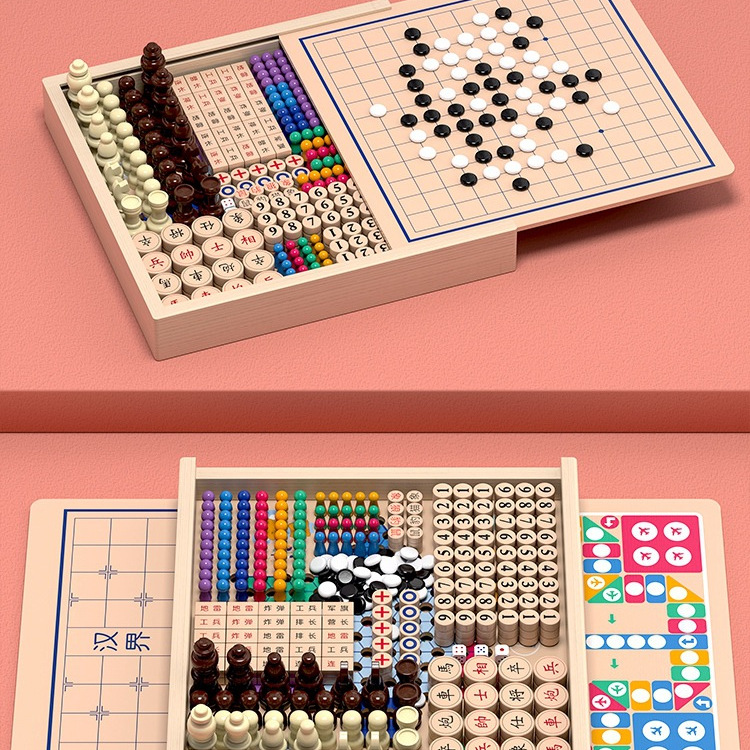 Damas personalizadas, ajedrez volador, backgammon, juegos de ajedrez de lucha, ajedrez multifunción, juguetes educativos de madera para niños de escuela primaria