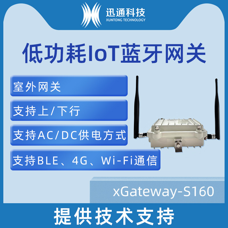 室外蓝牙网关BLE 5.0支持BLE、4G、Wi-Fi通信 支持AC/DC供电方式