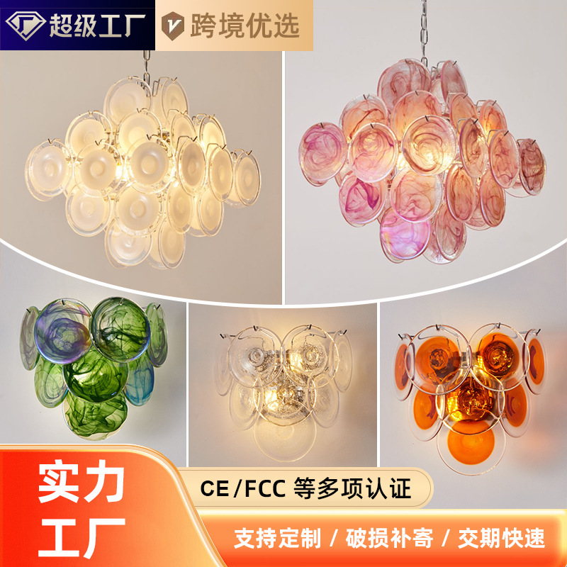 French Medieval Murano Murano Glass Chandelier Retro High-End Restaurant Lamp Accessible Luxury Art Bedroom Lamps