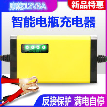 汽車電瓶跑馬燈12V充電器電瓶充電器12V3A摩托車電瓶電動工具