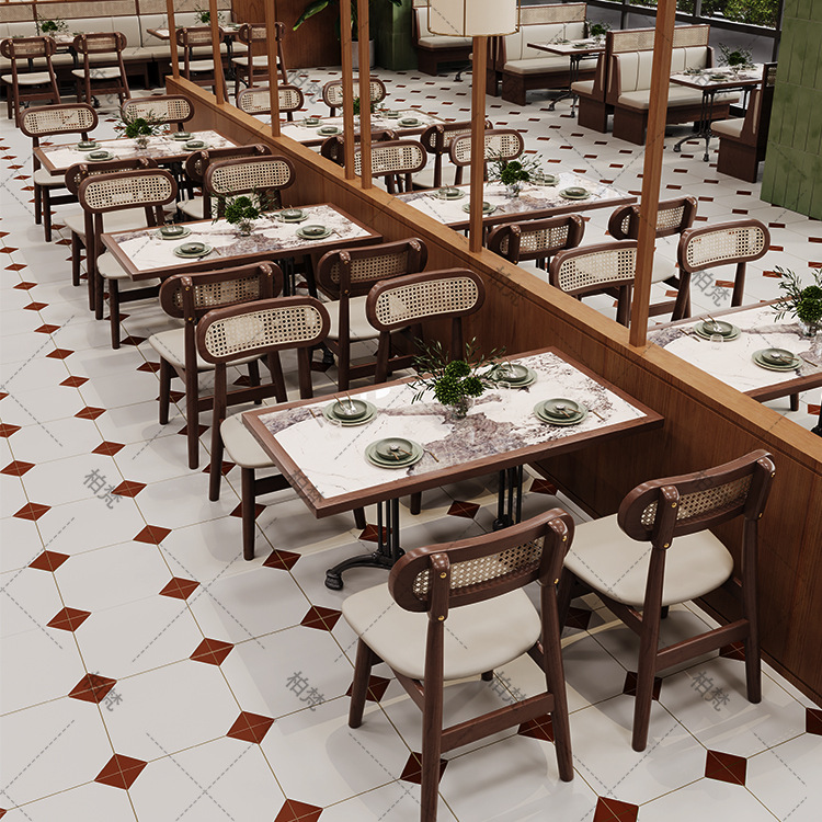 Mesa y silla de comedor de caña del sudeste asiático Comedor comercial de restaurantes de restaurantes de caña de arco de caña sofá personalizado