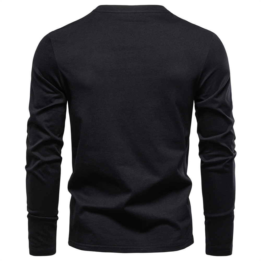 Nuova maglietta casual da uomo a maniche lunghe con scollo a V, vestibilità slim, in cotone, per l'autunno._voghion.com