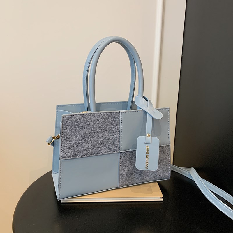 Tendencia de moda estilo coreano costura de contraste de color alta textura bolso de mano casual de todo fósforo pequeño bolso cuadrado bolso de mensajero de un solo hombro mujer
