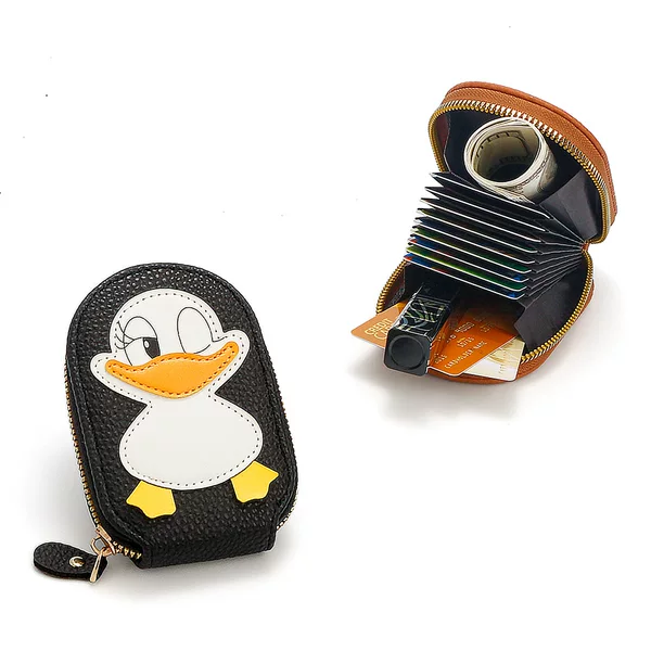 New Cross-Border Cute Duck Accordion Card Holder with Multiple Card Slots, Large Capacity Document Organizer Card Bag