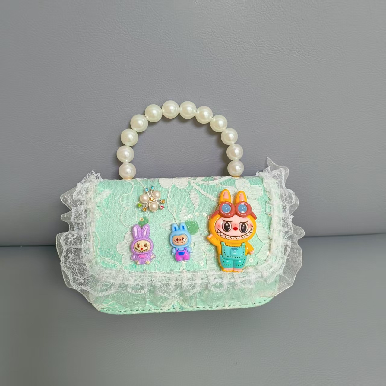 Bolso de perlas bolso de hombro bolso de cambio bolso de princesa bolso de tela de tela bolso de niños bolso de cadena bolso pequeño