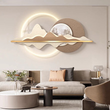 现代简约客厅装饰画壁灯奶油风高级感沙发背景墙挂画大气发光壁画