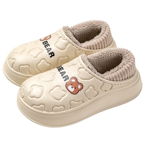Waterproof Cotton Slippers for Women, Autumn/Winter Indoor Home Use 2025 Postpartum Season — Fleece-Lined, Heel-Encased Cotton Shoes for Winter