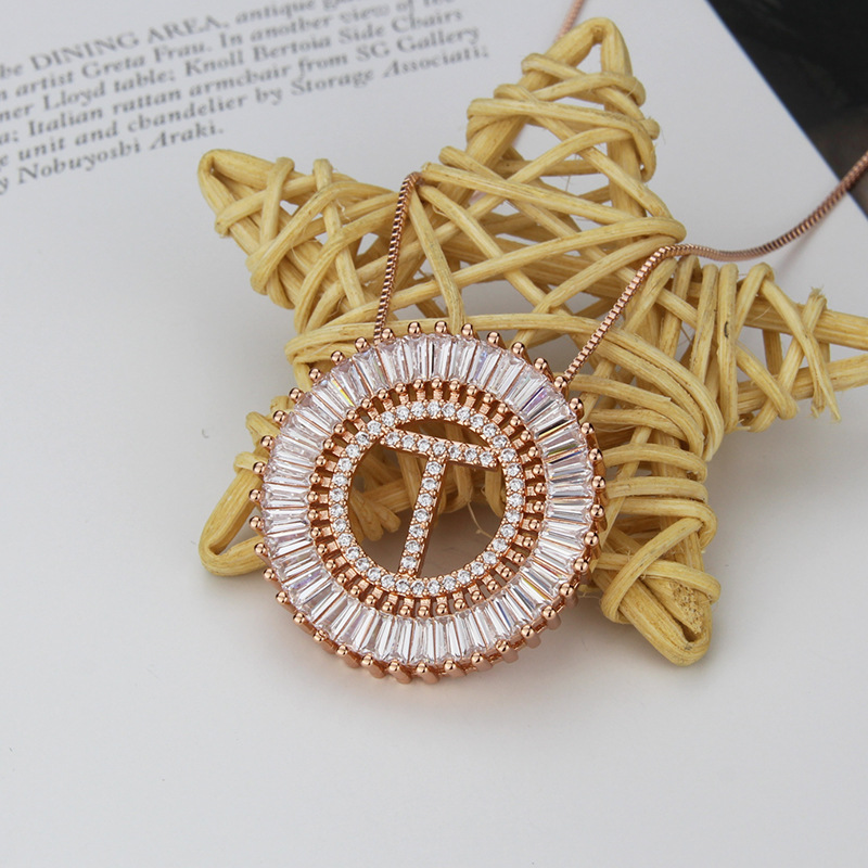 rose gold 26 English alphabet necklace