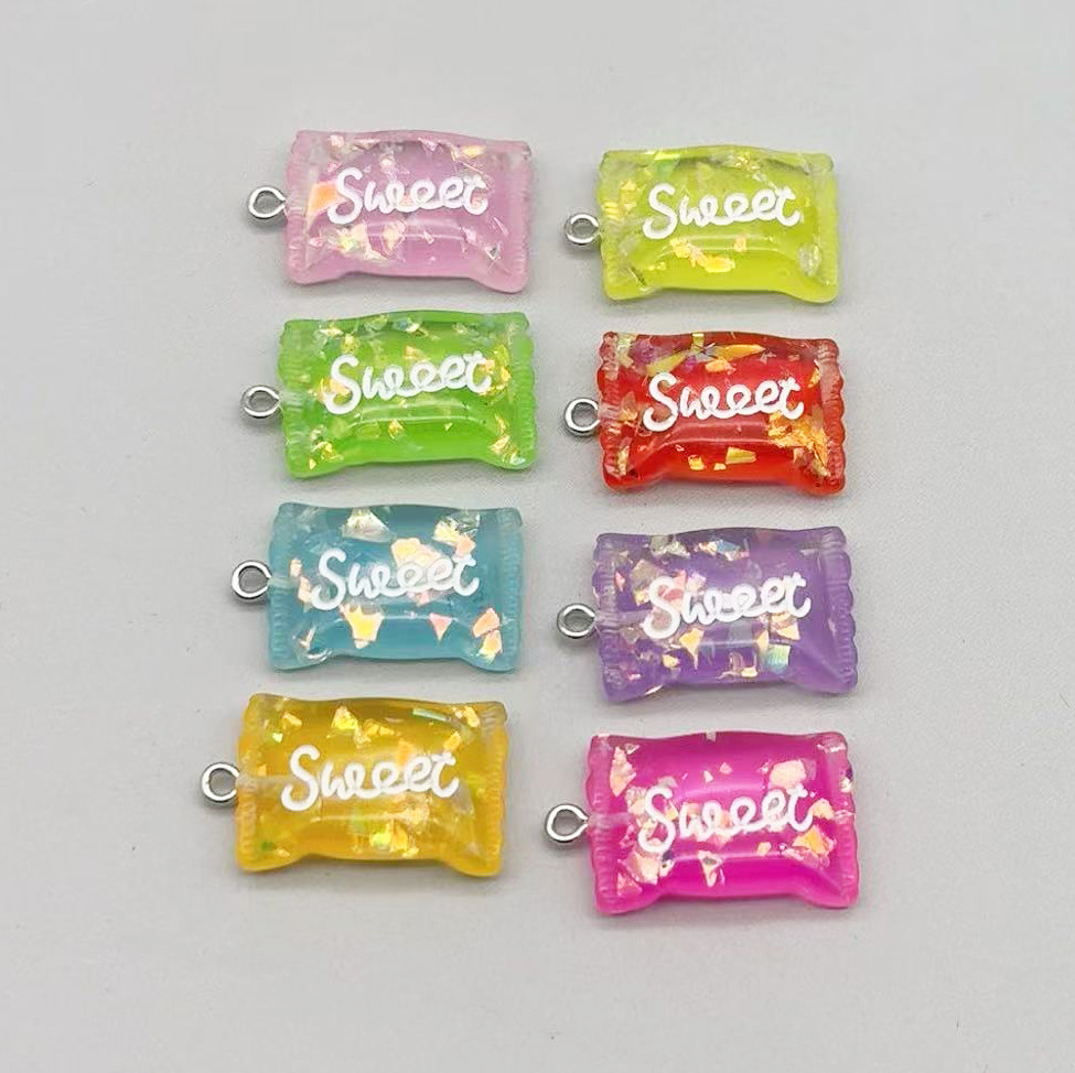 树脂仿真亮片糖果耳饰吊坠钥匙扣包包挂件手机贴饰DIY手工材料