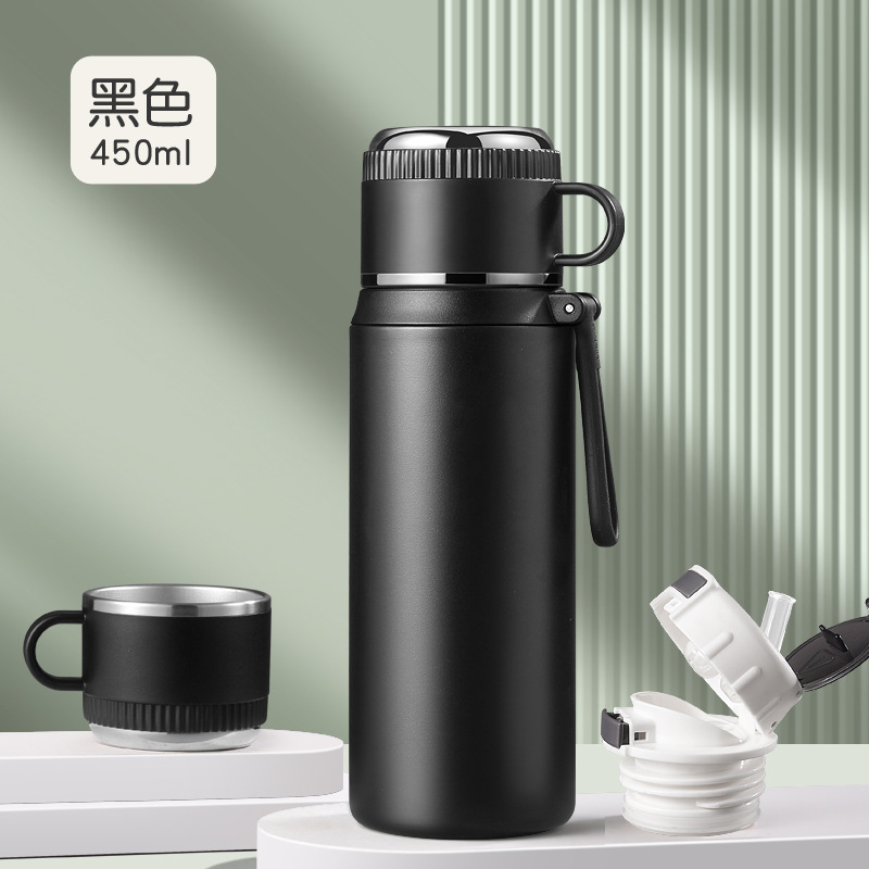 Chuangwu Society Taza de aislamiento térmico para niños, estudiantes de secundaria y secundaria 316 acero inoxidable taza de agua de paja especial para mujeres portátiles