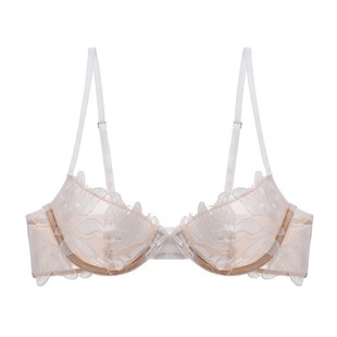 Cross-Border European and American Appliqué Embroidery Sexy Underwear Women's Ultra-Thin Push-Up Bra Big Breasts Showing Small Breathable Bra