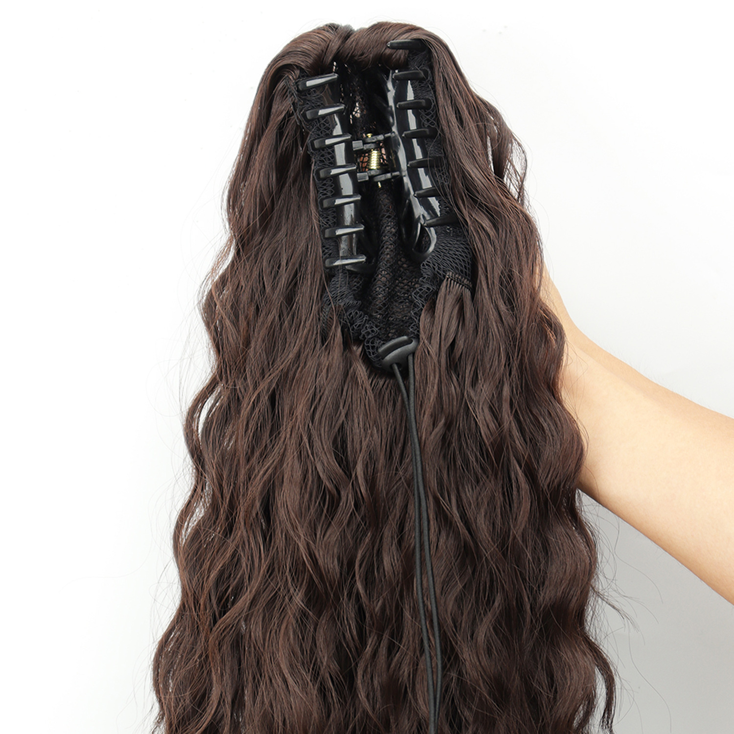 Europa y los Estados Unidos pegando clip de cola de caballo alta simulación ondas flojas rizos se pueden atar comercio electrónico venta caliente suministro de rizos largos