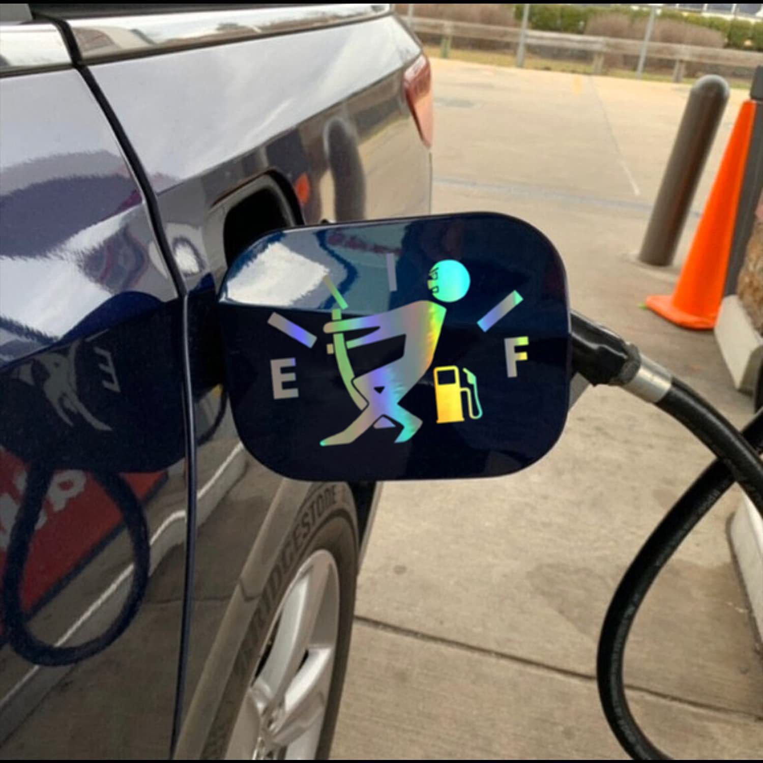 Holográfico láser tapa del tanque de combustible pegatinas divertido coche calcomanías resistente al calor impermeable no-caída Cruz espejo productos