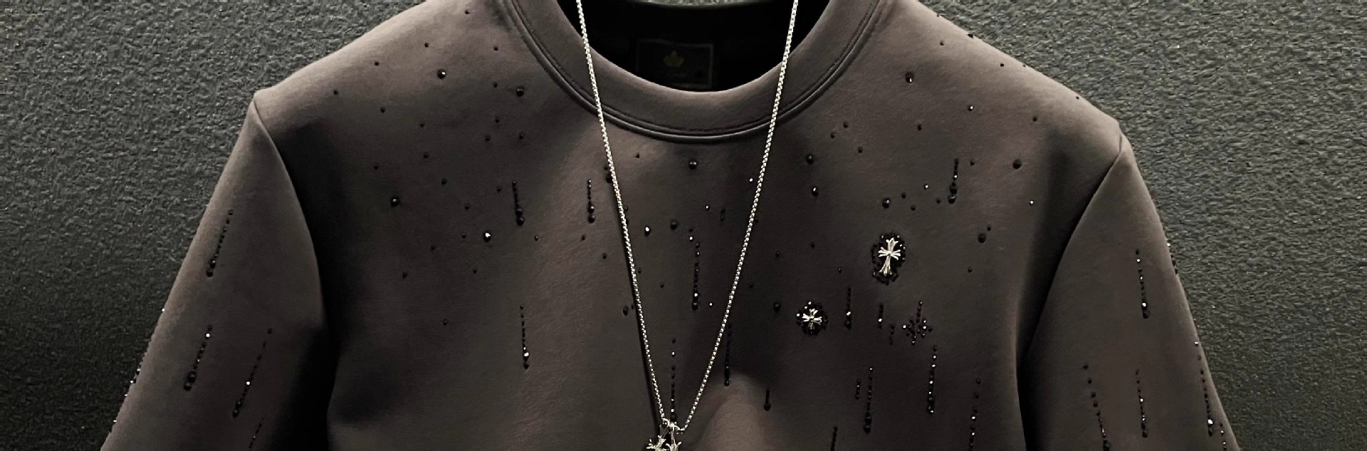 T-shirt di lusso uomo maniche corte con strass e meteorite_voghion.com