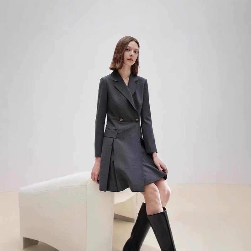 Longzi Wool French Western Style High-end Temperament Tacit Slim Slim Look Slim Dress 2025 Spring New dress