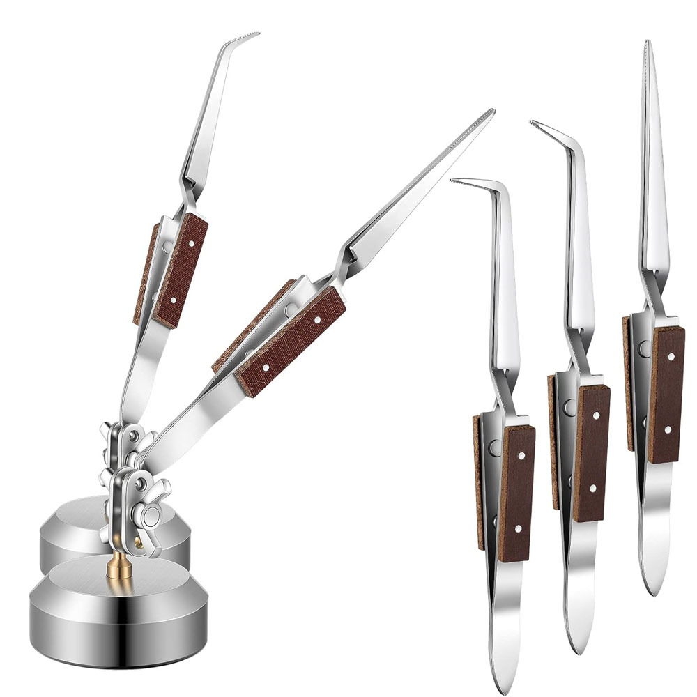 带基座360 ° 旋转交叉锁定首饰焊接焊接镊子 首饰制作修理工具包