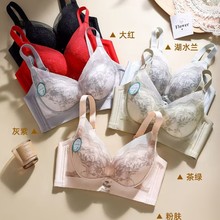 新款无磁无钢圈蕾丝Q弹棉中厚内衣 聚拢透气调整型上托文胸女批发