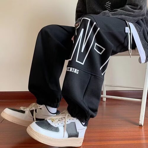 Autumn lettered foot-tight pants for men, American trend printed loose casual pants, Hong Kong trend brand Harlan sweatpants