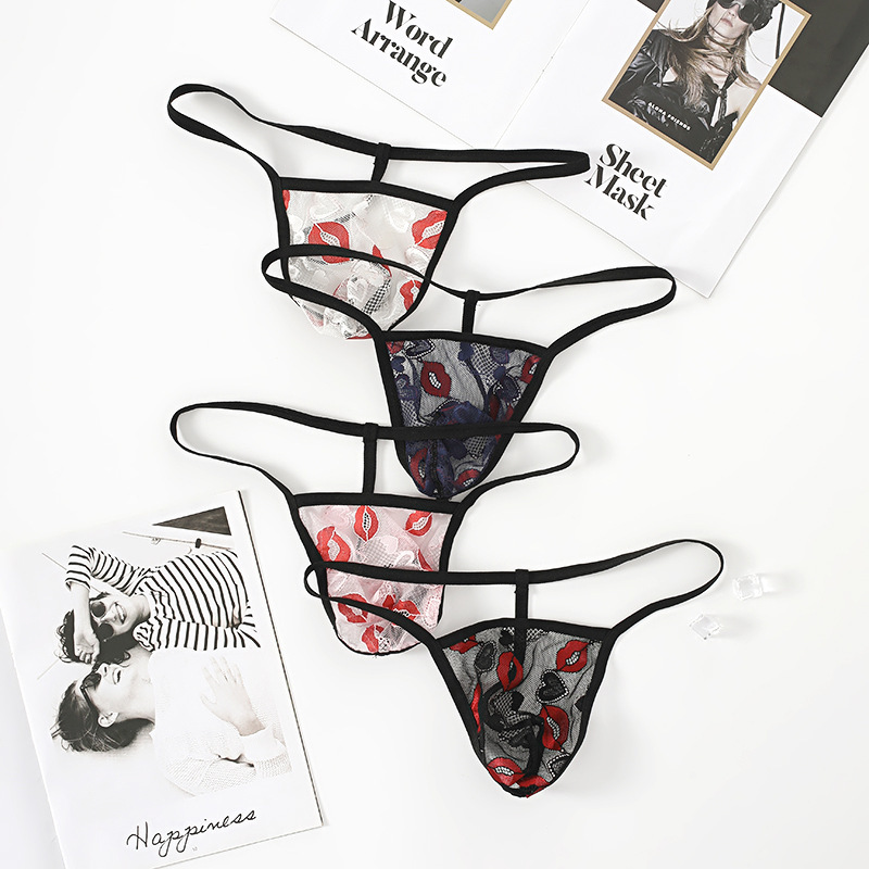 Patented Foreign Trade Men's Thong Mini See-Through Bikini Three-Point Style Adult Erotic Game Underwear No Need to Take Off