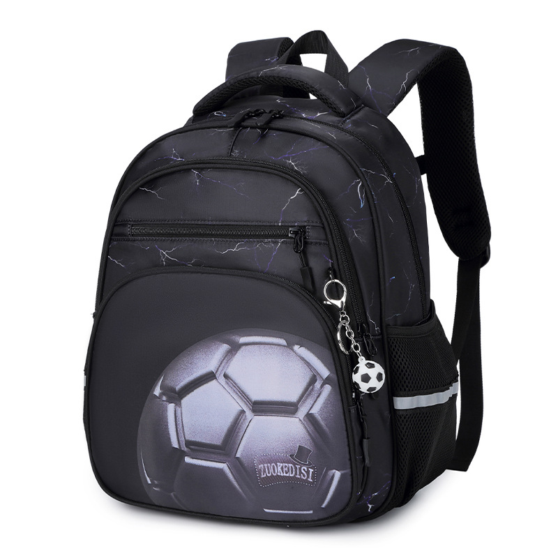 Nueva impresión de fútbol, impresión de dibujos, gran capacidad, luz, protección de seguridad, mochila escolar para niños de doble capa para estudiantes, venta caliente de comercio exterior