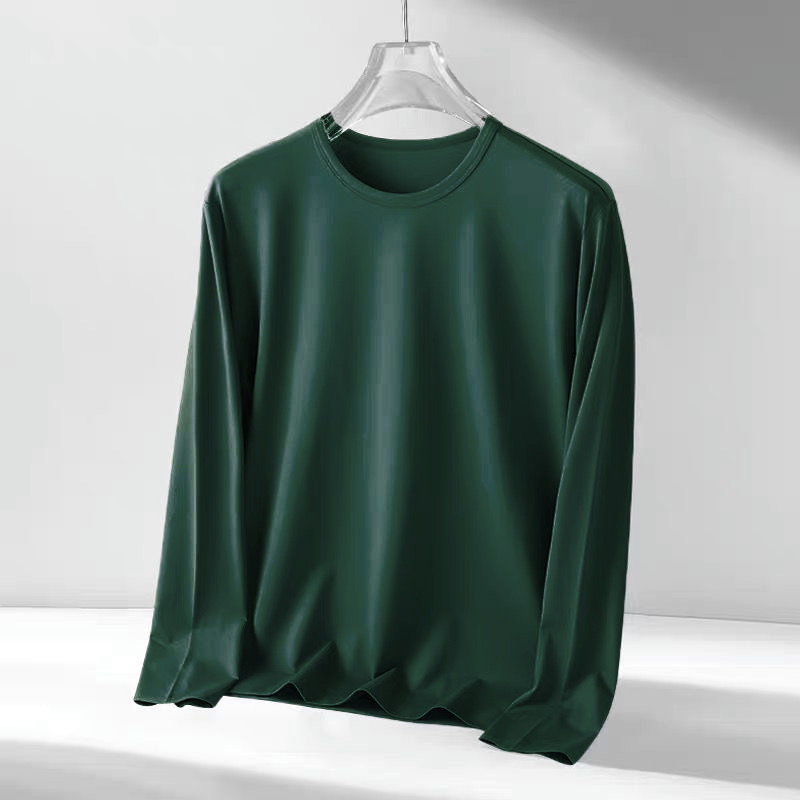 Camiseta de manga larga de color sólido para hombres primavera y otoño casual delgada camiseta de base de cuello redondo para estudiantes adolescentes en ropa T chicas