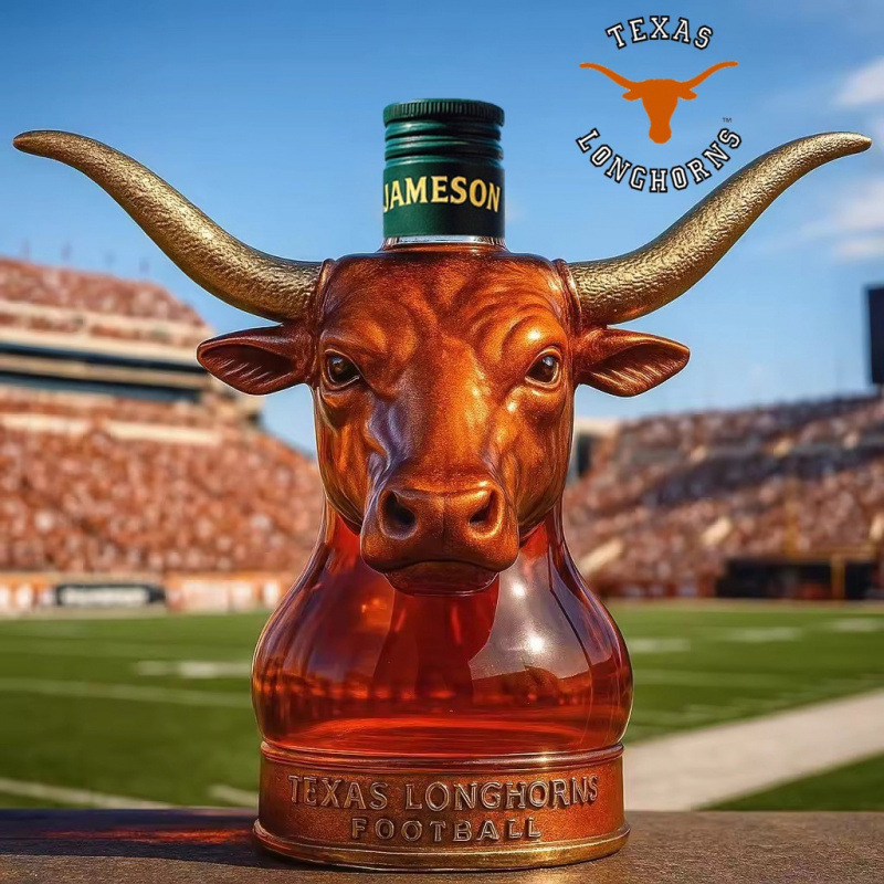 跨境新品摆件Longhorns Whiskey Bottle长角牛橄榄球队威士忌酒瓶|undefined