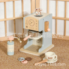 木製子供用コーヒーマシンおもちゃままごとシミュレーションデザートアフタヌーンティーキッチン男の子と女の子のギフト3-6歳