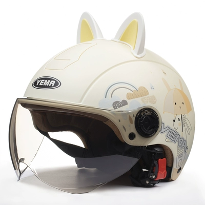Motosiklet dəbilqələri – Helmet - one-size-fits-all-matt-rabbit-white-and-yellow-w-comes-with-warm-ear-protection-removable