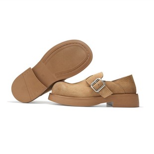 Spring 2025 New SGIRL TWTW Frosted Leather Color Two-wear Belt Buckle Deep Mouth Big Toe Leather Shoes Single-layer Shoes