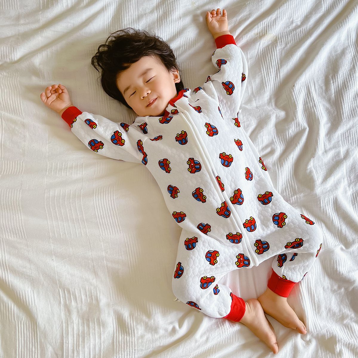 Children's quilted jumpsuit, spring, autumn and winter warm pajamas, baby belly protection anti-kick quilt, baby pure cotton home clothes