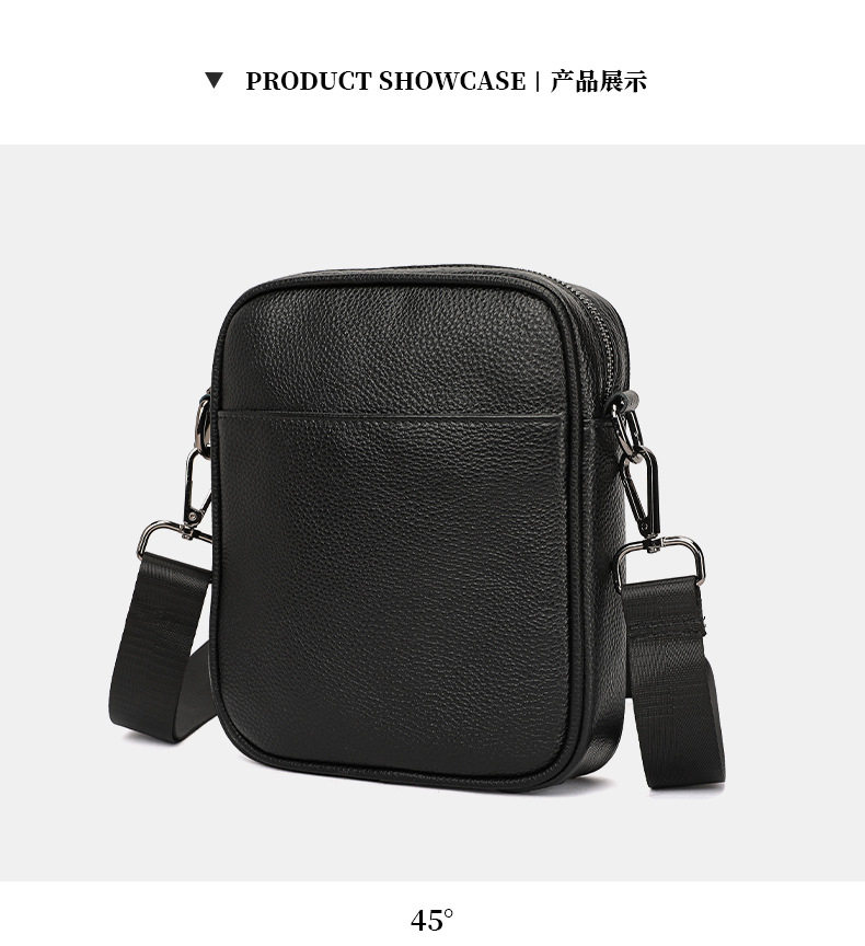 Túi đeo chéo nam da bò lớp đầu dáng đứng vuông 18×5×21 cm — Da thật màu cà phê cỡ nhỏ, Da thật màu đen cỡ lớn chi tiết 15