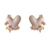 Burgundy enamel, zirconium, advanced earrings from pearl heart-shaped heart shaped, high-quality style