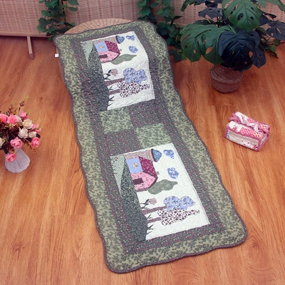 Bedside Mat, Floor Mat, Door: Avtomobil döşəmə paspasları - green-edge-beautiful-countryside-bedside-mat-or-car-mat-for-rear-seat-50x135cm