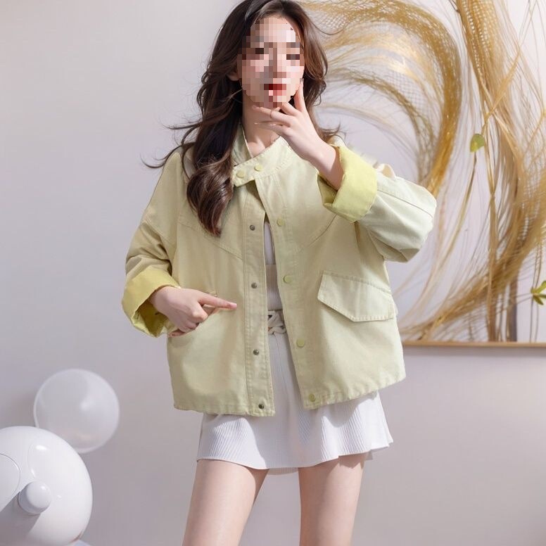 Korean Cream-Colored Denim Jacket for Women, Short Style, Loose Fit, Casual, Versatile, Stylish Windbreaker Jacket, New Spring Model